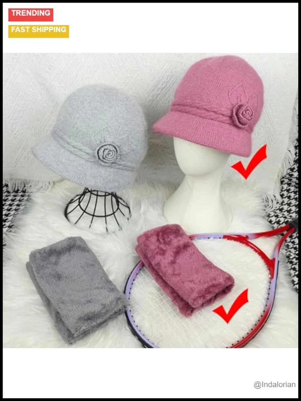 2 Pack Knit Newsboy Cap & Scarf Set Lightweight Packable Winter Hat Neck Warmer